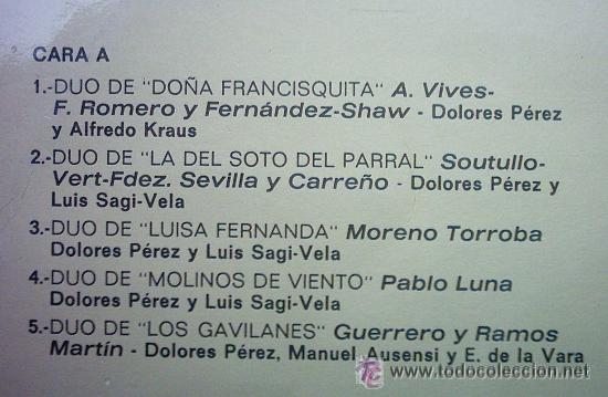 Discos de vinilo: DUOS DE ZARZUELA 1971 - Foto 3